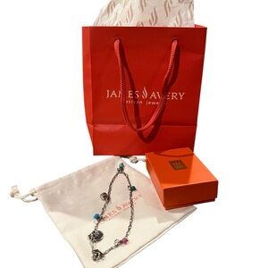 James Avery Medium Twist Anklet 12” Sterling Silver with 7 Charms Attached